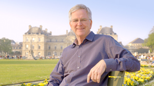 Rick Steves outside the Louvre