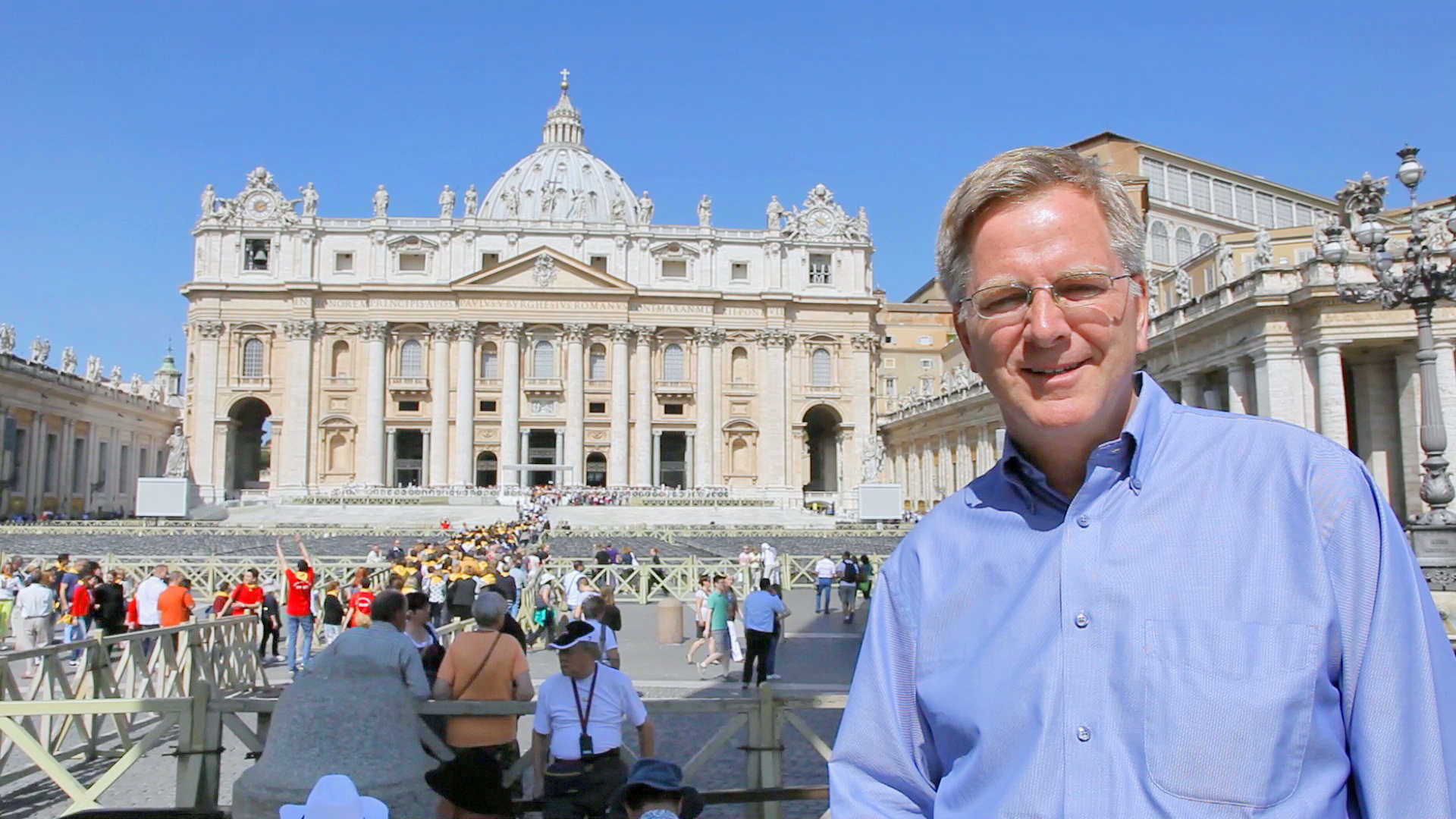 Rick Steves outside St. Peter's